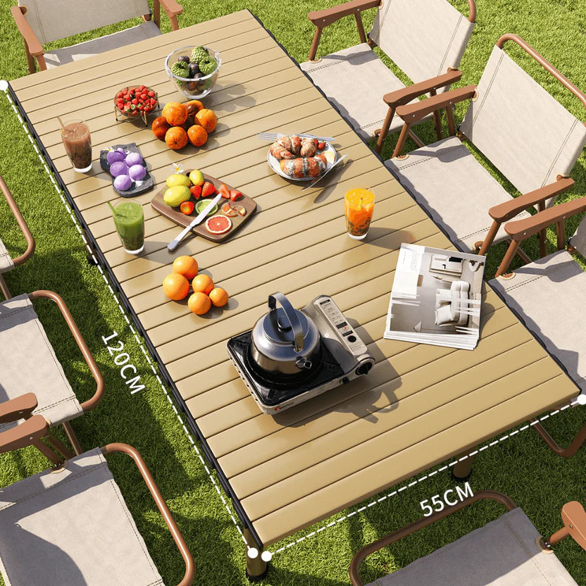 Table Pliante de Camping avec 4 Chaises – Set Pique-Nique Portable pour Jardin, Terrasse, Plage