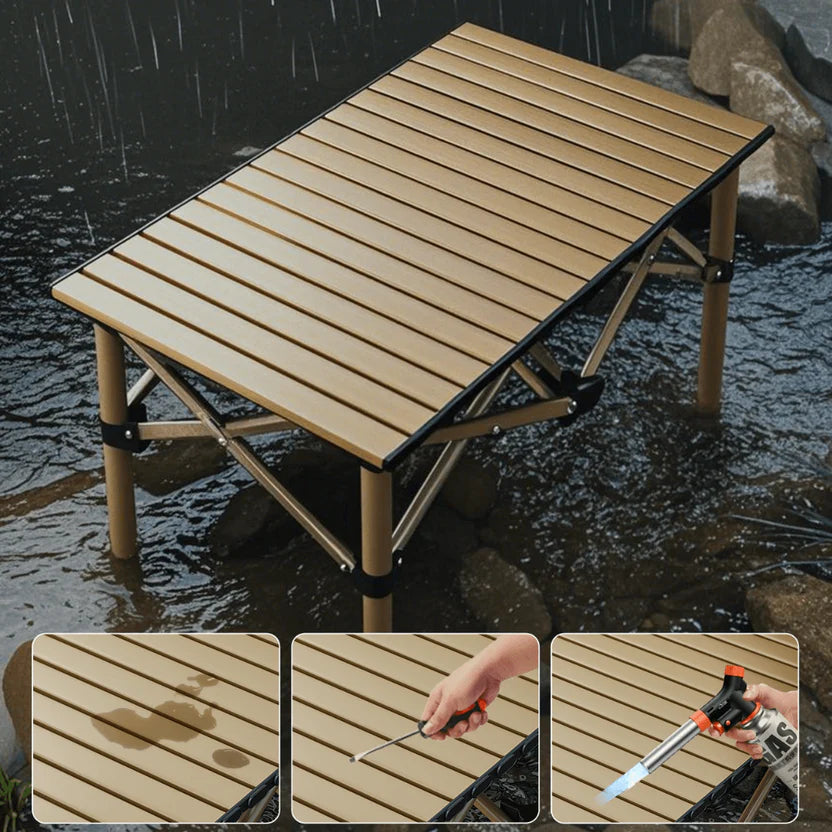 Table Pliante de Camping avec 4 Chaises – Set Pique-Nique Portable pour Jardin, Terrasse, Plage