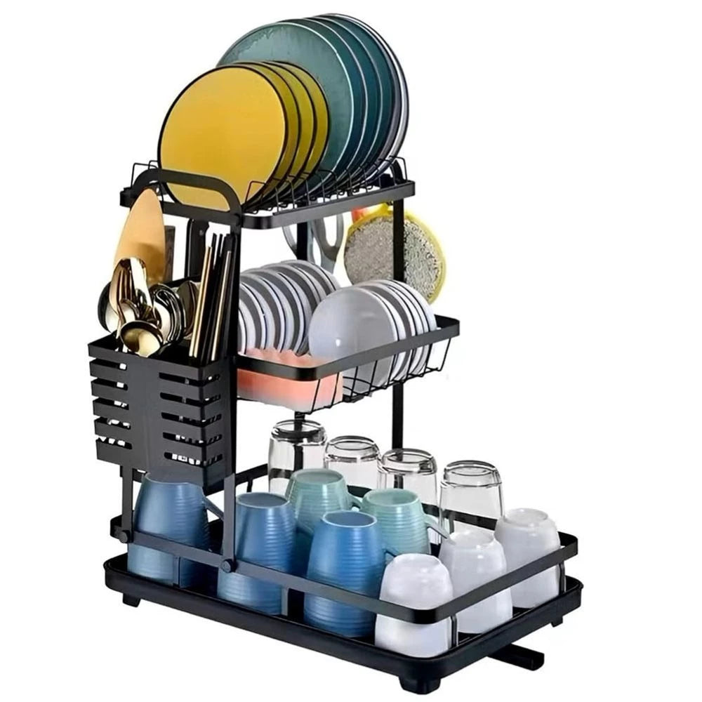 Égouttoir à vaisselle VIO gain de place (2 niveaux) – Noir