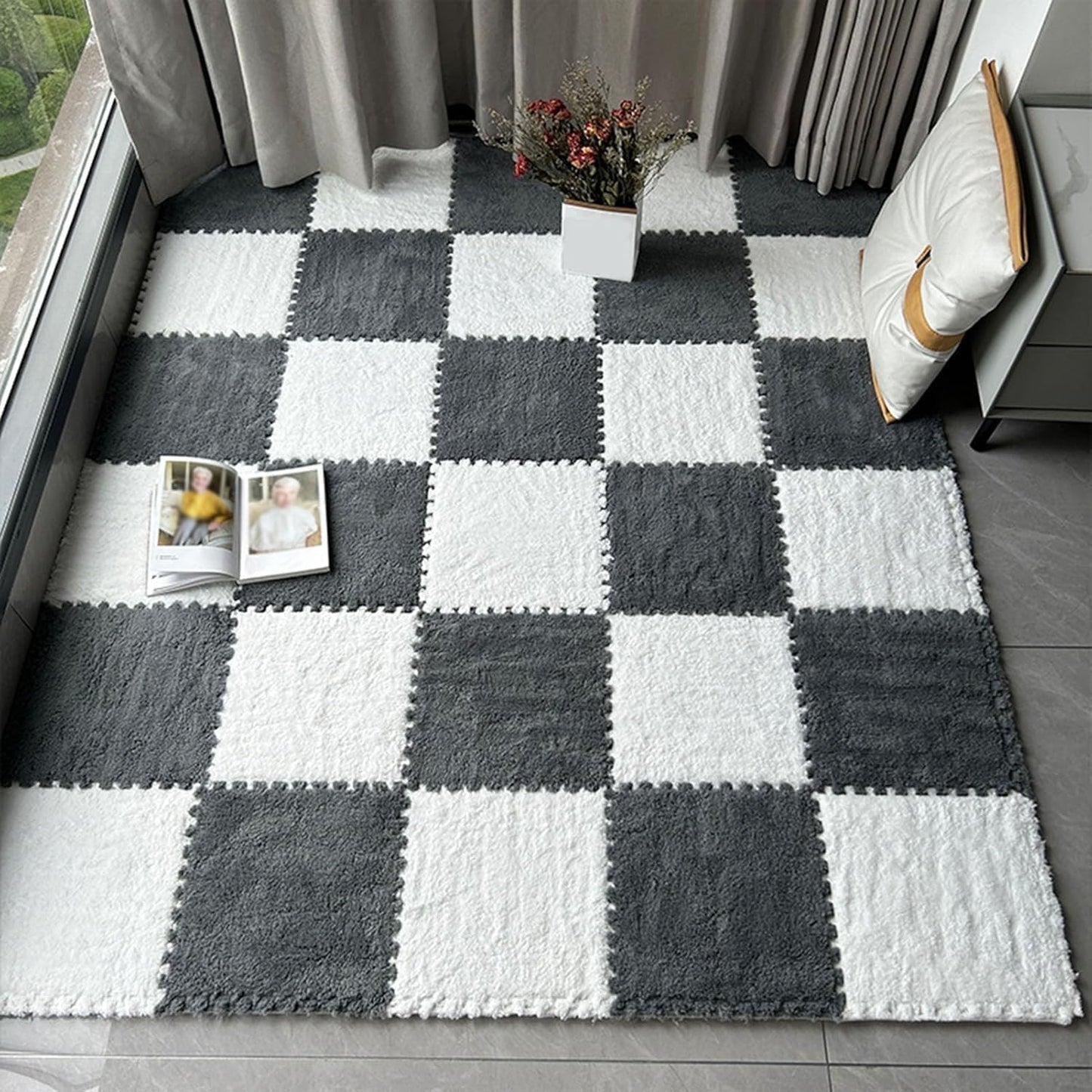 Tapis en Mousse Douce à Dalles Emboîtables – Élégance et Confort Modulables