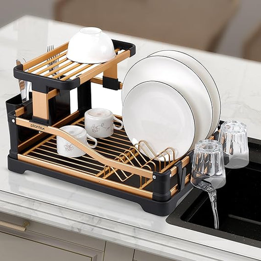 yarabox Égouttoir à vaisselle 2 niveaux en aluminium antirouille