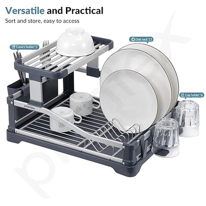 yarabox Égouttoir à vaisselle 2 niveaux en aluminium antirouille