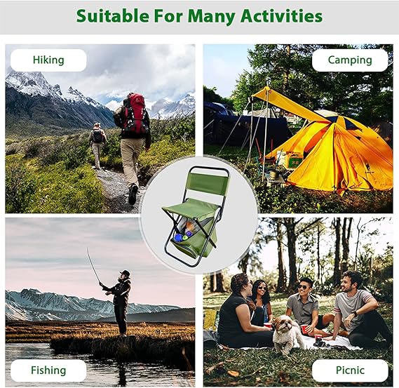 Chaise de Camping Pliable avec Sac Isotherme Intégré – Portable, Légère et Ultra Résistante