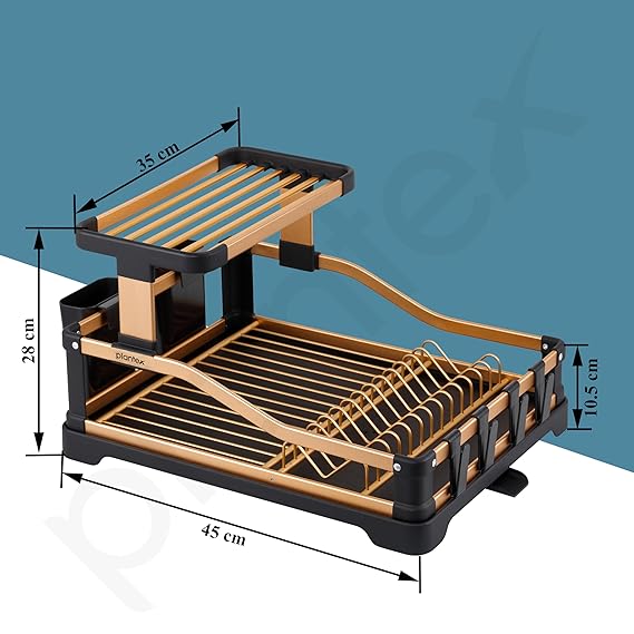 yarabox Égouttoir à vaisselle 2 niveaux en aluminium antirouille