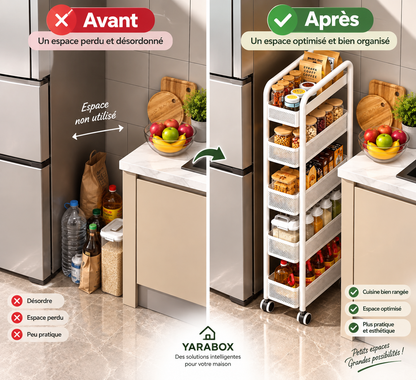 Organisateur de Cuisine Étroit à Roulettes – Gain de Place