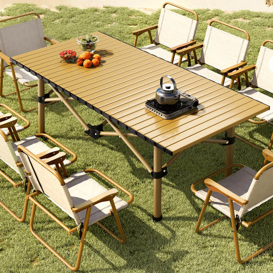 Table Pliante de Camping avec 4 Chaises – Set Pique-Nique Portable pour Jardin, Terrasse, Plage