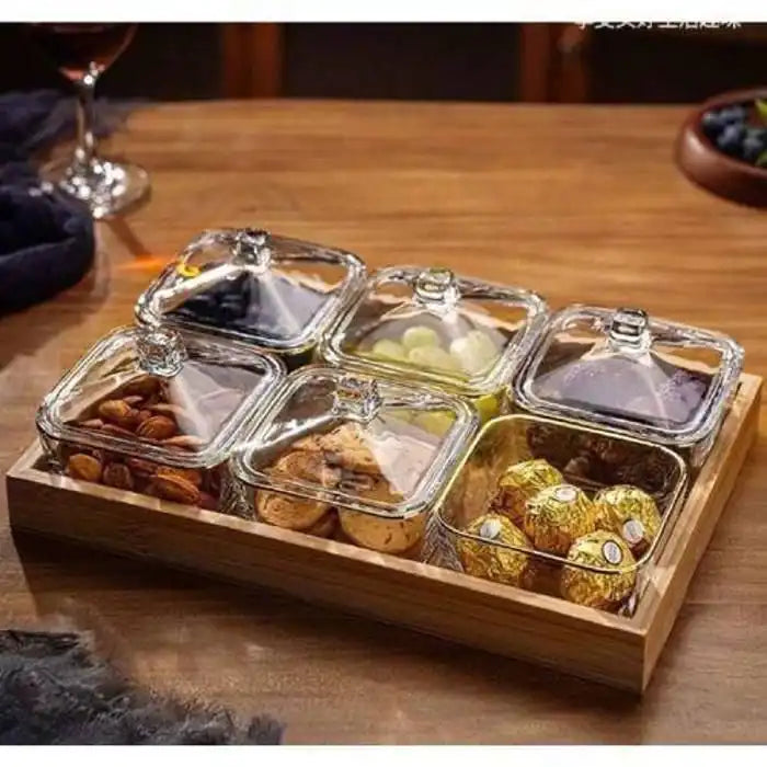 Présentoir Snacks Bois & Verre 6 Cases