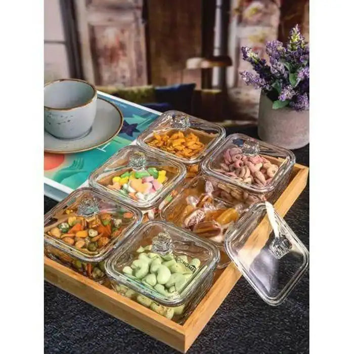 Présentoir Snacks Bois & Verre 6 Cases