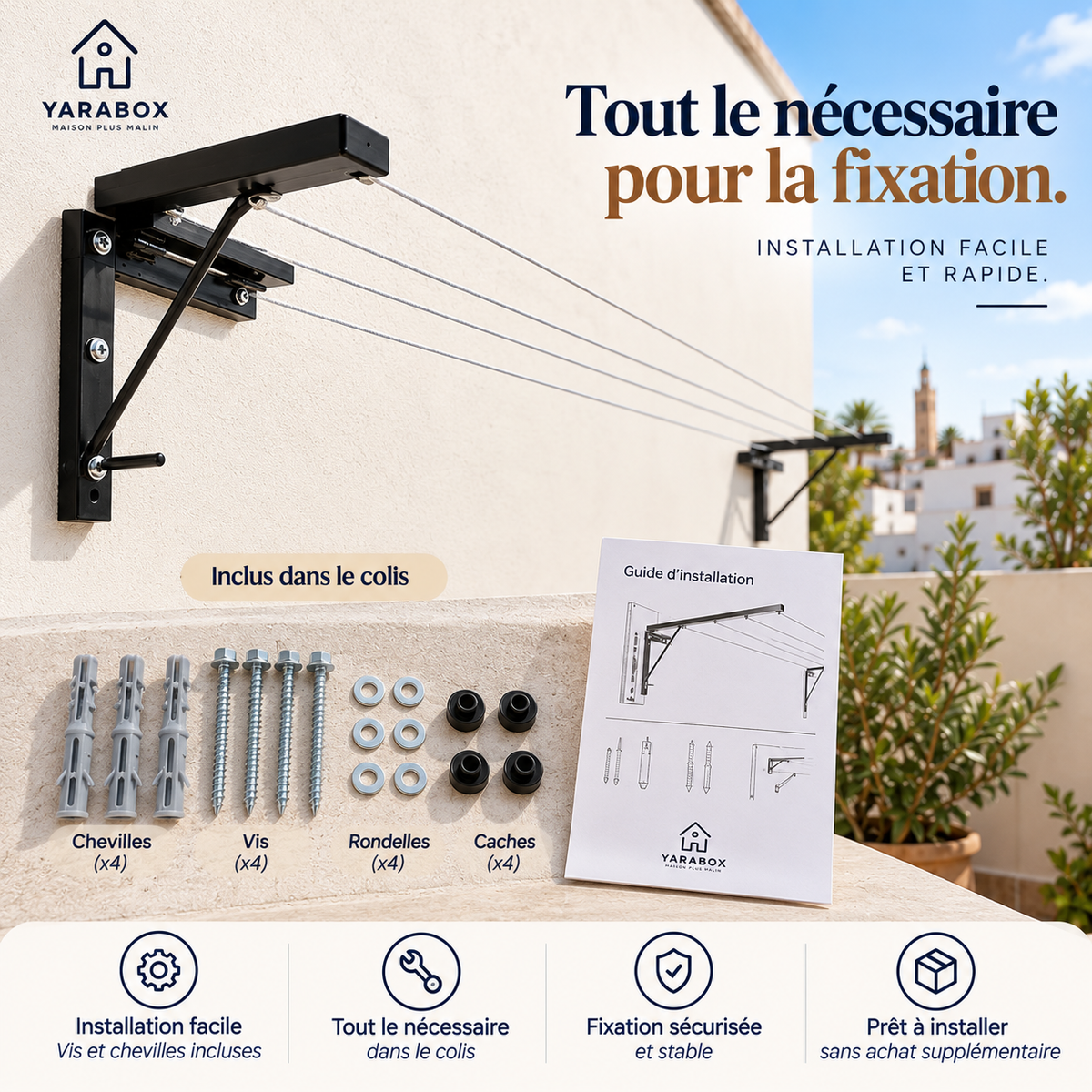 Étendoir à Linge Mural Pliable – Gain de Place