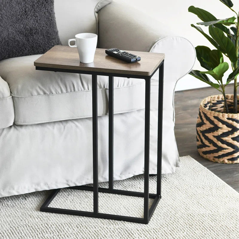 Table d’Appoint Industrielle – Design en Forme de C
