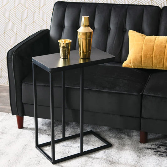 Table d’Appoint Industrielle – Design en Forme de C