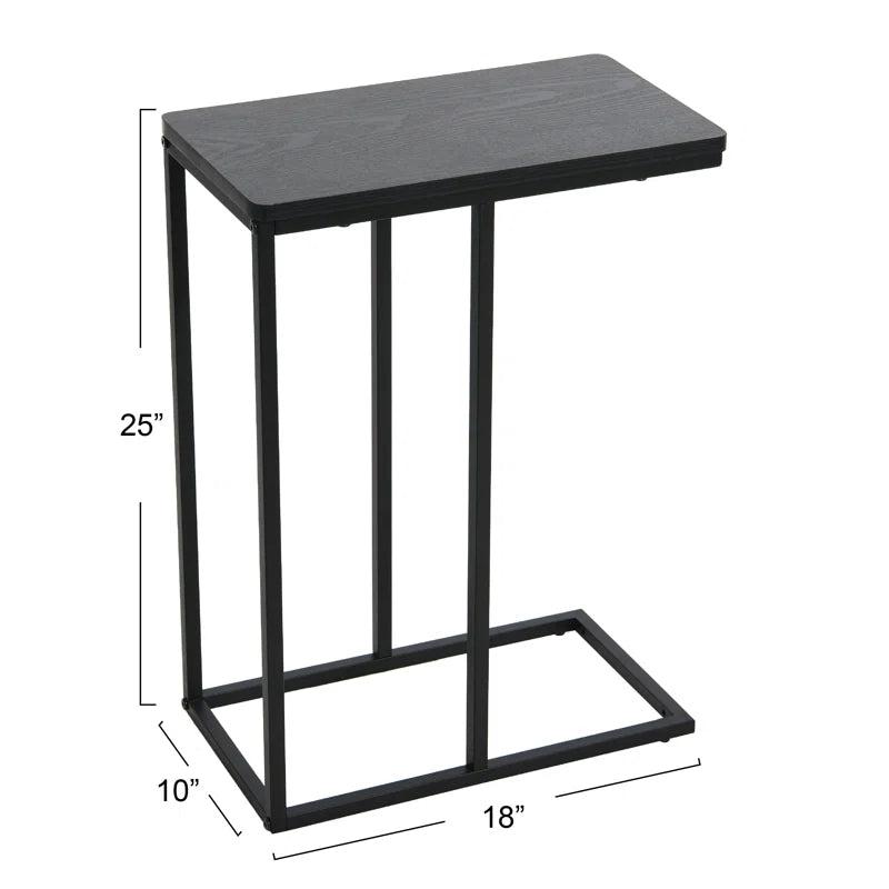 Table d’Appoint Industrielle – Design en Forme de C