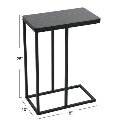 Table d’Appoint Industrielle – Design en Forme de C