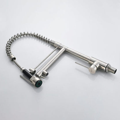 Mitigeur de cuisine professionnel en acier inoxydable avec double bec flexible