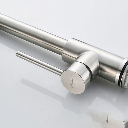 Mitigeur de cuisine professionnel en acier inoxydable avec double bec flexible
