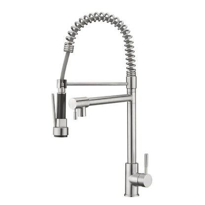 Mitigeur de cuisine professionnel en acier inoxydable avec double bec flexible