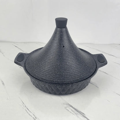 Tajine en granit de 28 cm, idéal pour une cuisson saine, homogène et pleine de saveurs pour tous vos plats marocains et mijotés européens.