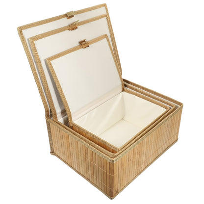 Lot de 3 Boîtes de Rangement en Bambou avec Couvercles – Organisation & Déco Naturelle