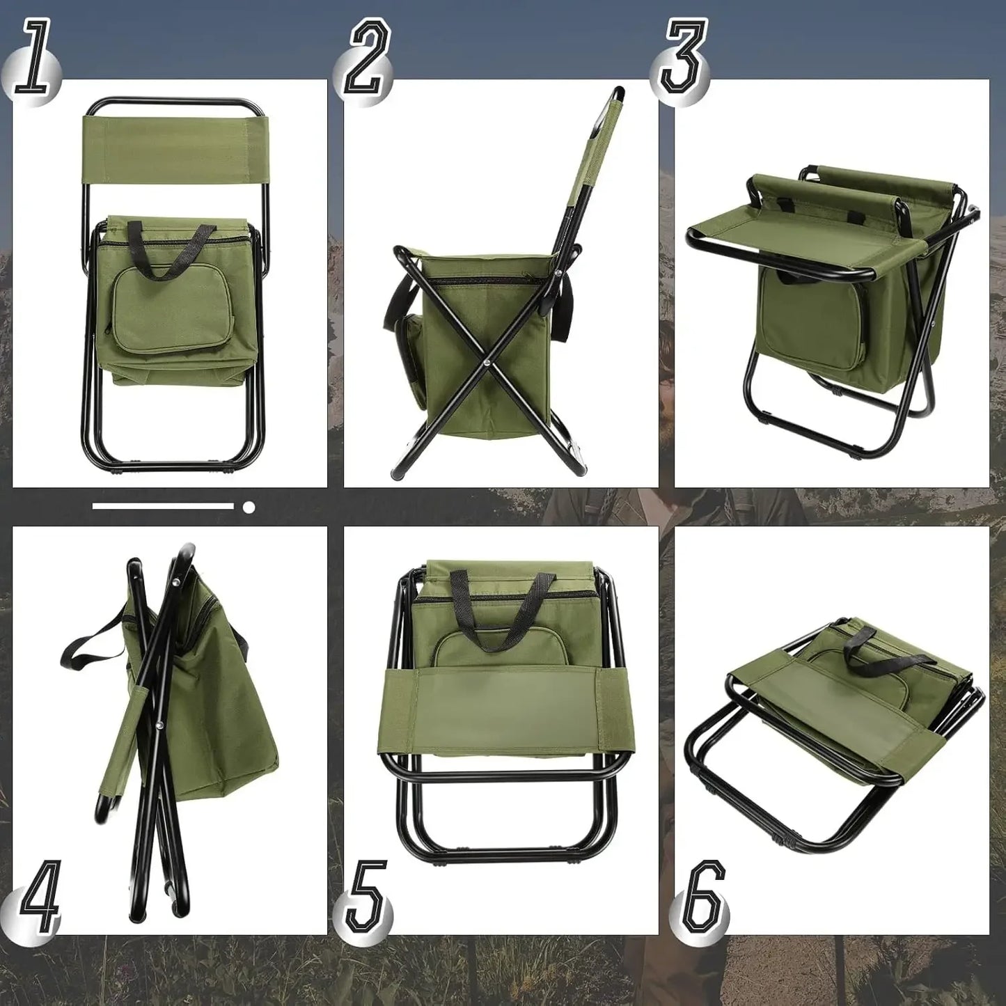 Chaise de Camping Pliable avec Sac Isotherme Intégré – Portable, Légère et Ultra Résistante