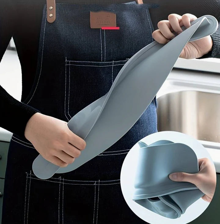 Tapis protecteur en silicone pour évier - Protection anti-éclaboussures et égouttage vaisselle, gris.