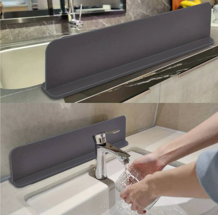 Tapis protecteur en silicone pour évier - Protection anti-éclaboussures et égouttage vaisselle, gris.