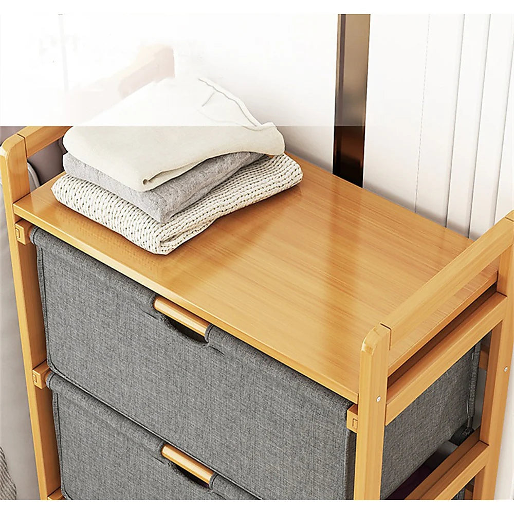 Étagère en Bambou Randy Travis avec Sacs de Rangement – Organisation Élégante pour la Maison