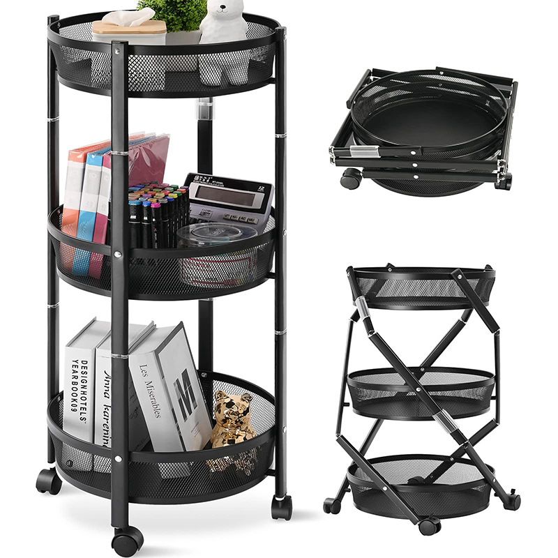 Chariot de Rangement Pliable 3 Niveaux – Gain de Place et Organisation Intelligente