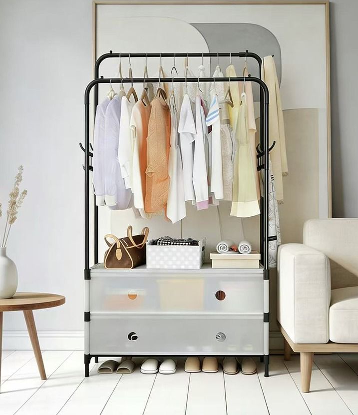 Portant à Vêtements Multifonction avec Rangement – Gain de Place
