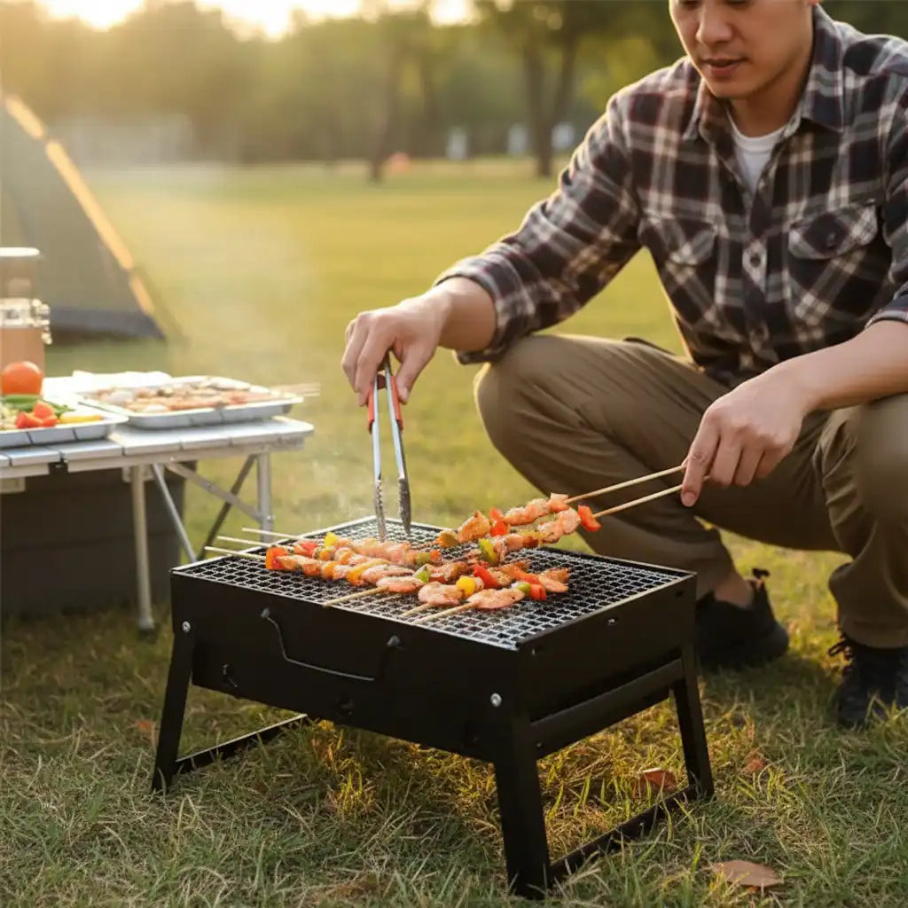 Barbecue Portable Rectangulaire à Charbon