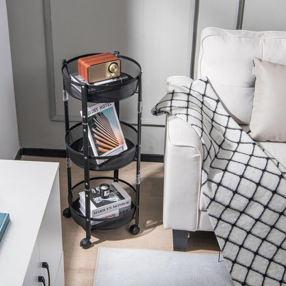 Chariot de Rangement Pliable 3 Niveaux – Gain de Place et Organisation Intelligente