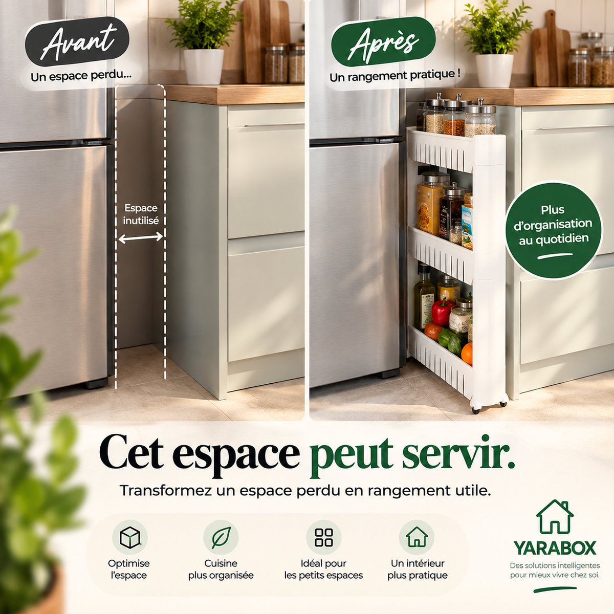 Étagère de Rangement 3 Niveaux – Gain de Place