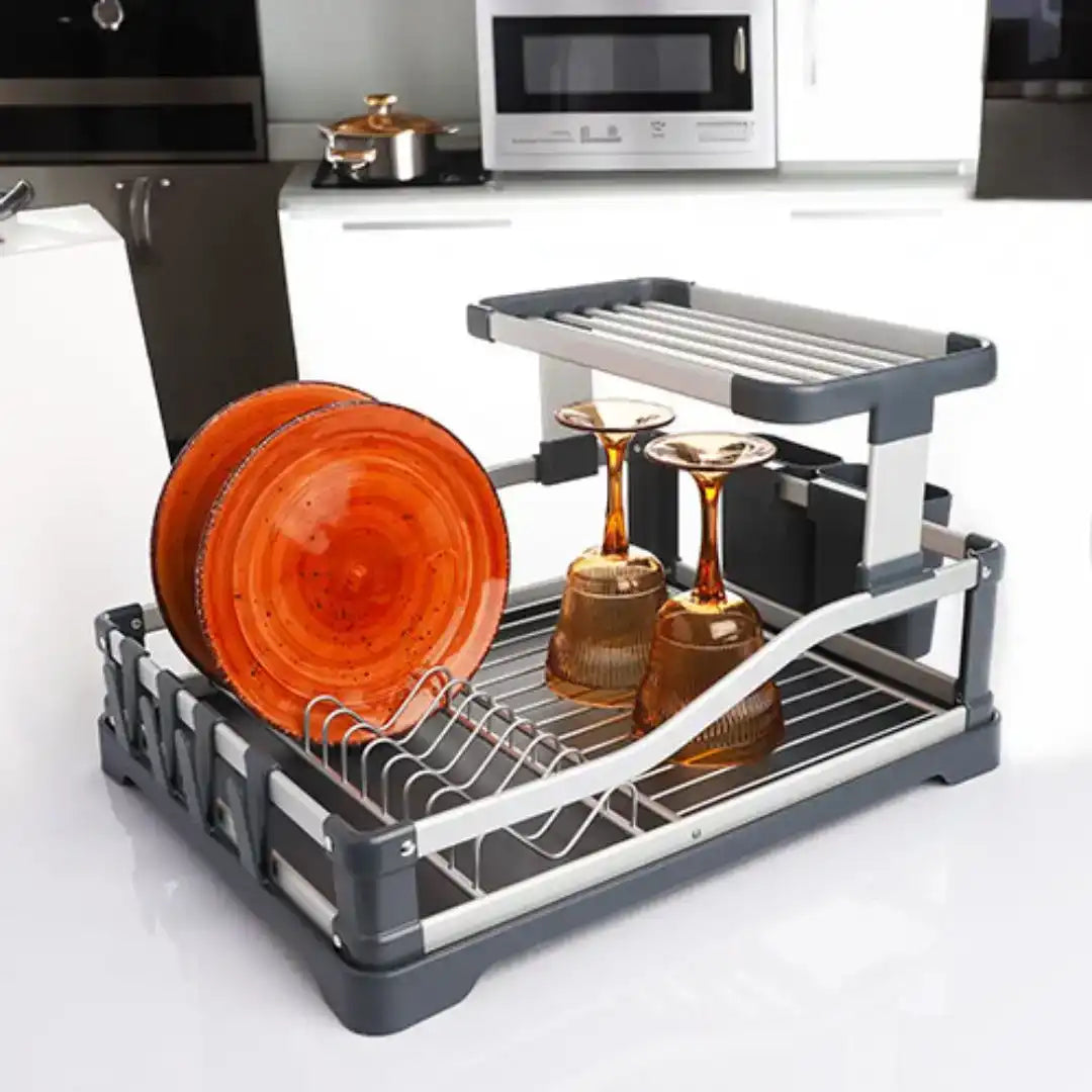 yarabox Égouttoir à vaisselle 2 niveaux en aluminium antirouille