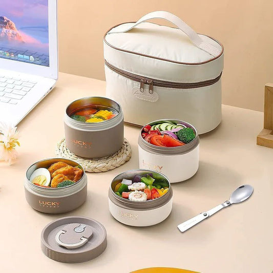 Boîte à Lunch Isotherme Multicouche en Acier Inoxydable – Élégance et Fraîcheur à Emporter