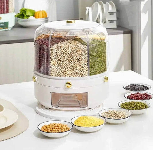 Distributeur Rotatif 360° – Stockage Hermétique pour Riz et Céréales