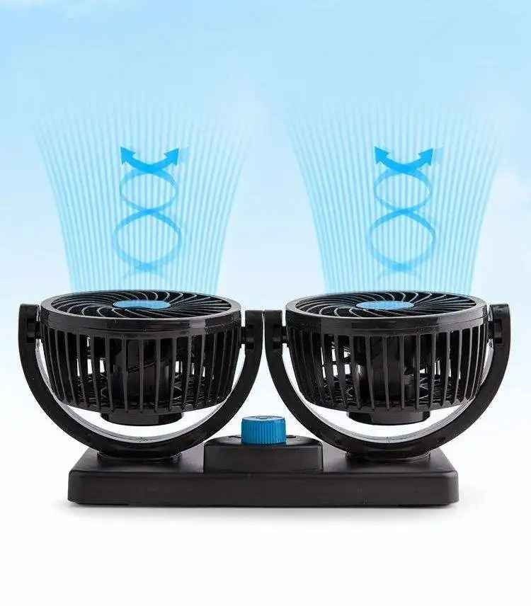 Ventilateur de Voiture Double Tête 360° – Refroidissement Puissant et Silencieux 12V/24V