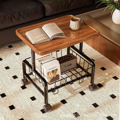 Table Basse Roulante avec Double Rangement