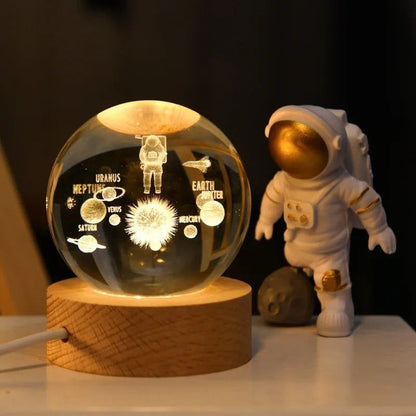 Boule de Cristal 3D Éclatante - Lampe de Table Unique