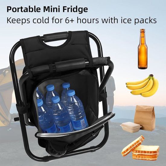 Tabouret Pliable Sac à Dos Glacière - Idéal pour les Activités de Plein Air