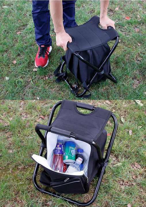 Tabouret Pliable Sac à Dos Glacière - Idéal pour les Activités de Plein Air