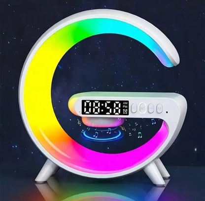 Lampe de Chevet Intelligente 5-en-1 avec Chargeur Sans Fil 15W et Enceinte Bluetooth