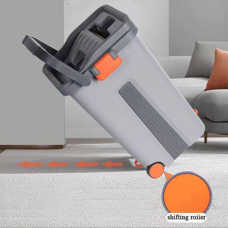 Balai Plat Auto-Nettoyant avec Seau à Roues – Propreté Facile et Efficace