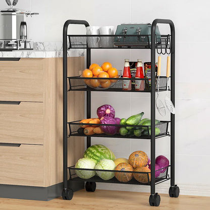 Chariot de rangement multifonction à 4 étagères avec roues pivotantes