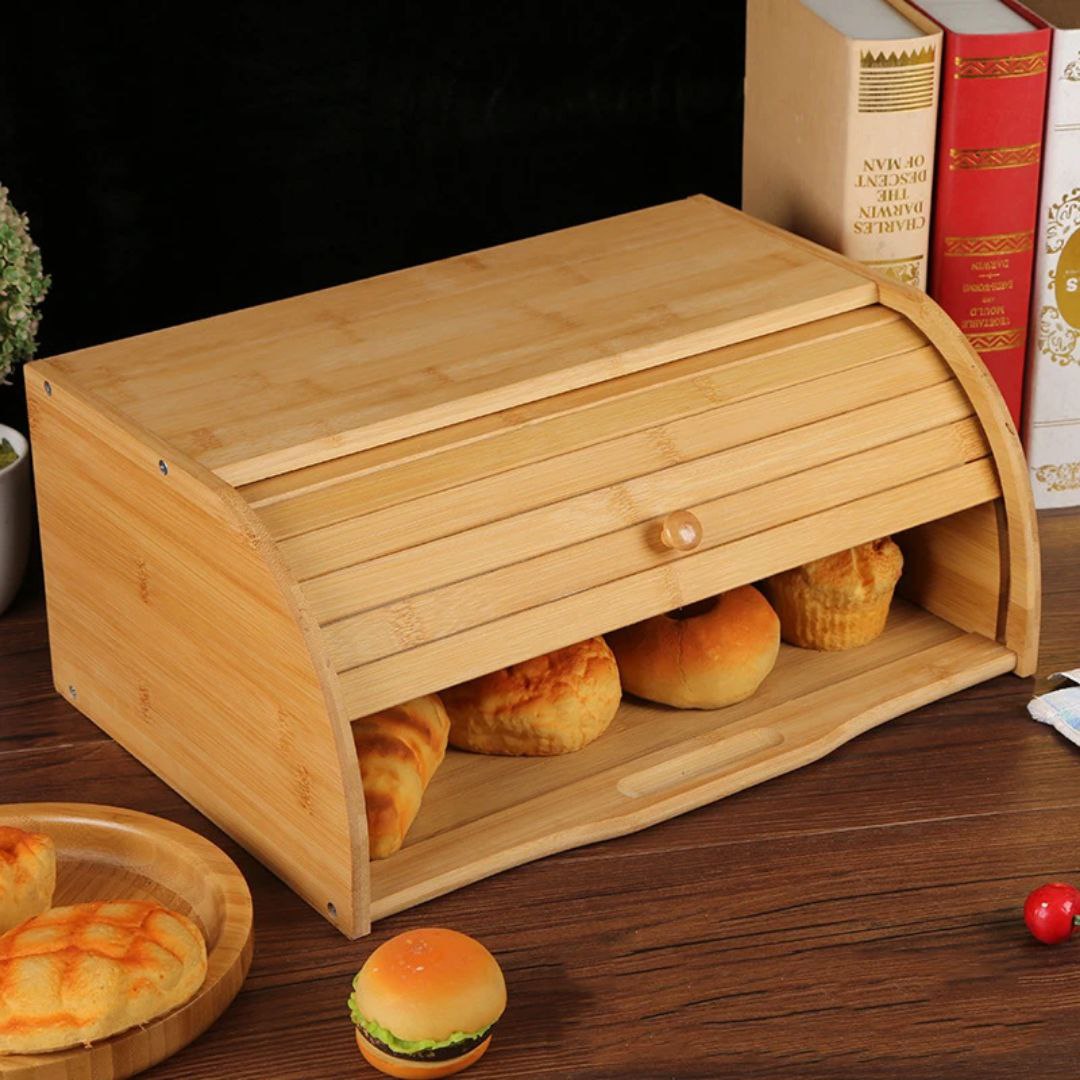 Boîte à pain en bois avec couvercle coulissant – Design élégant et pratique