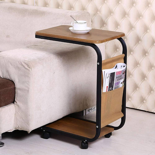 Table d’appoint en forme de C – Élégance, praticité et rangement intégré
