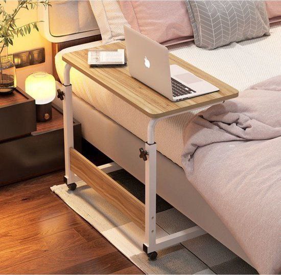 Table d’ordinateur mobile et réglable – Bureau multifonction sur roulettes pour lit, canapé ou bureau