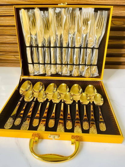 Ménagère Dorée 24 Pièces – Élégance et Qualité pour 6 Personnes