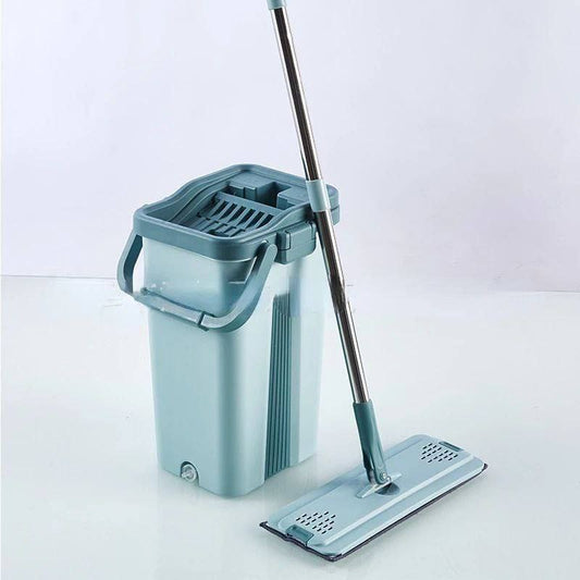 Balai Plat Auto-Nettoyant avec Seau à Roues – Propreté Facile et Efficace