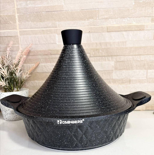 Tajine en granit de 28 cm, idéal pour une cuisson saine, homogène et pleine de saveurs pour tous vos plats marocains et mijotés européens.