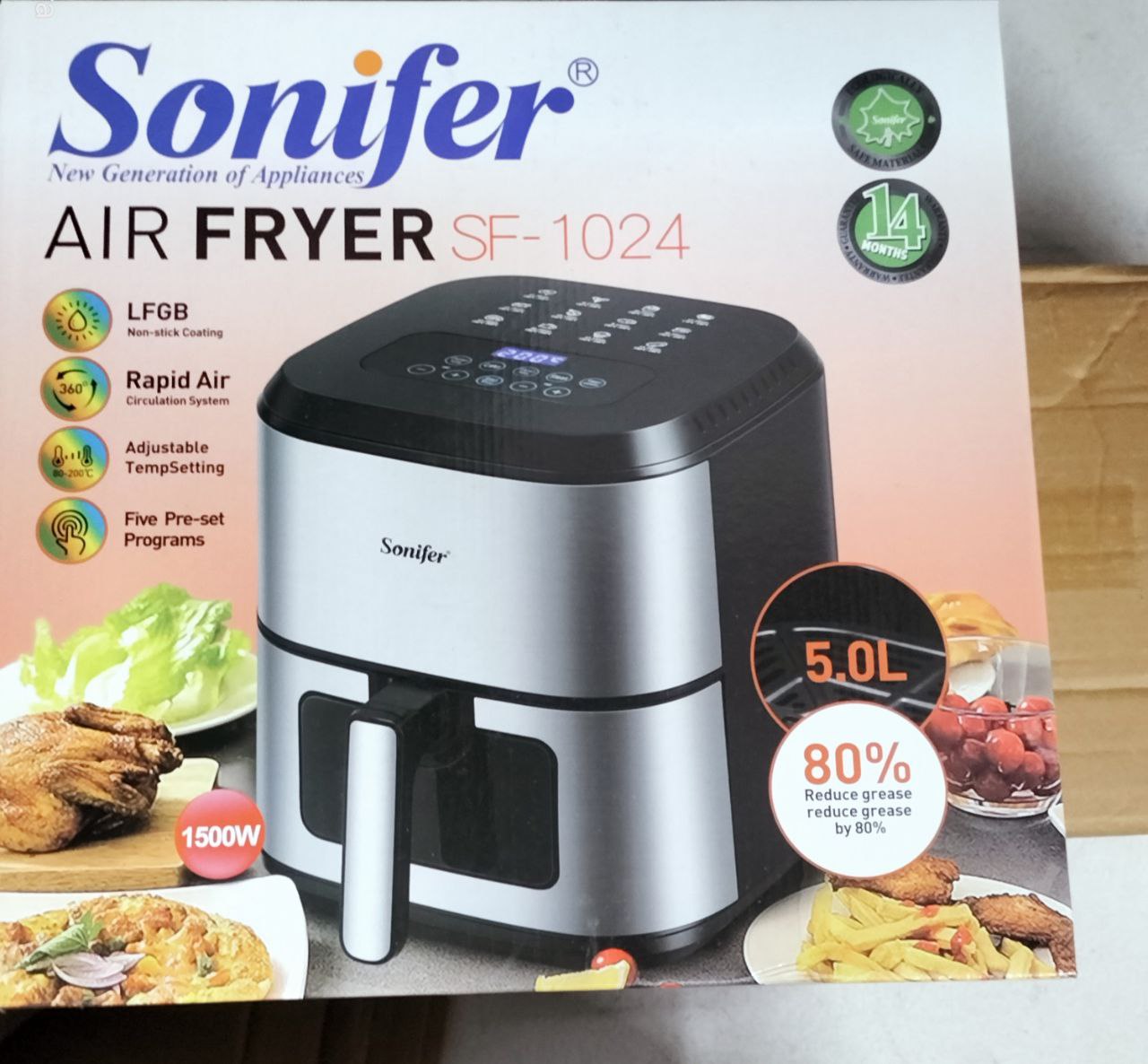 Friteuse à air Sonifer 6L – Modèle SF-1018 – Écran tactile LED – 1500W