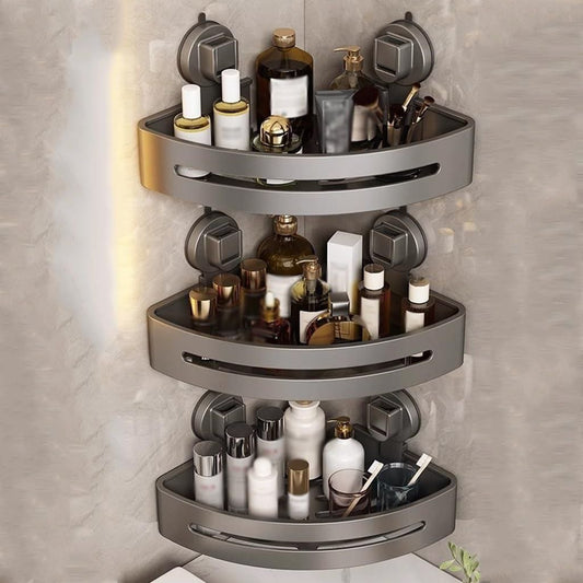 Étagère d’angle de salle de bain sans perçage – support mural réglable